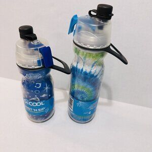 O2Cool Mist 'N Sip Squeeze Trigger Mist Space 12 Oz & Tie Dye 20oz (2 Pack)